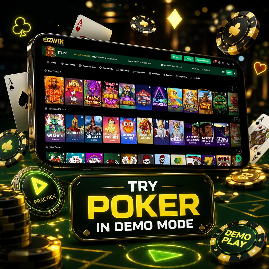 Ozwin Casino poker demo mode: play Jacks or Better, Deuces Wild and more free with demo credits before betting real money.